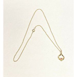 Vintage Gold Tone Necklace With Red Gem Pendant